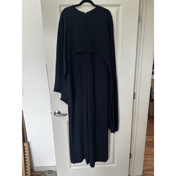 KAREN MILLEN NWT Tailored Asymmetric Draped Cape Straight Leg Jumpsuit Navy 10 - Picture 3 of 13